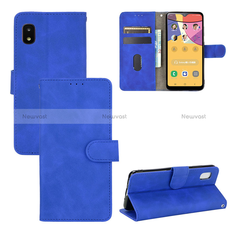 Leather Case Stands Flip Cover Holder L03Z for Samsung Galaxy A21 SC-42A Blue