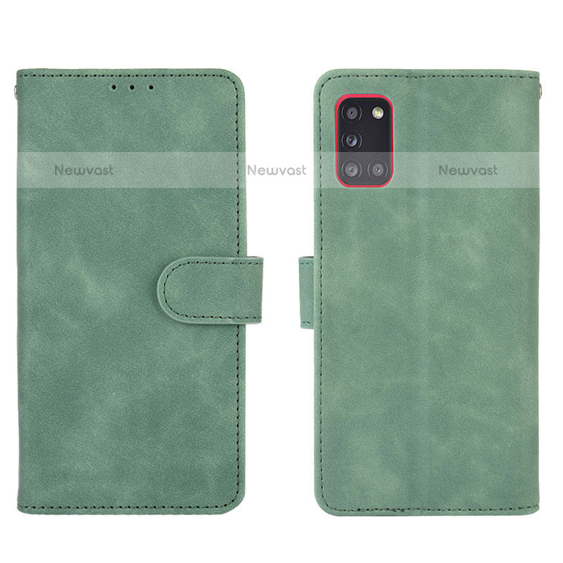 Leather Case Stands Flip Cover Holder L03Z for Samsung Galaxy A31 Green