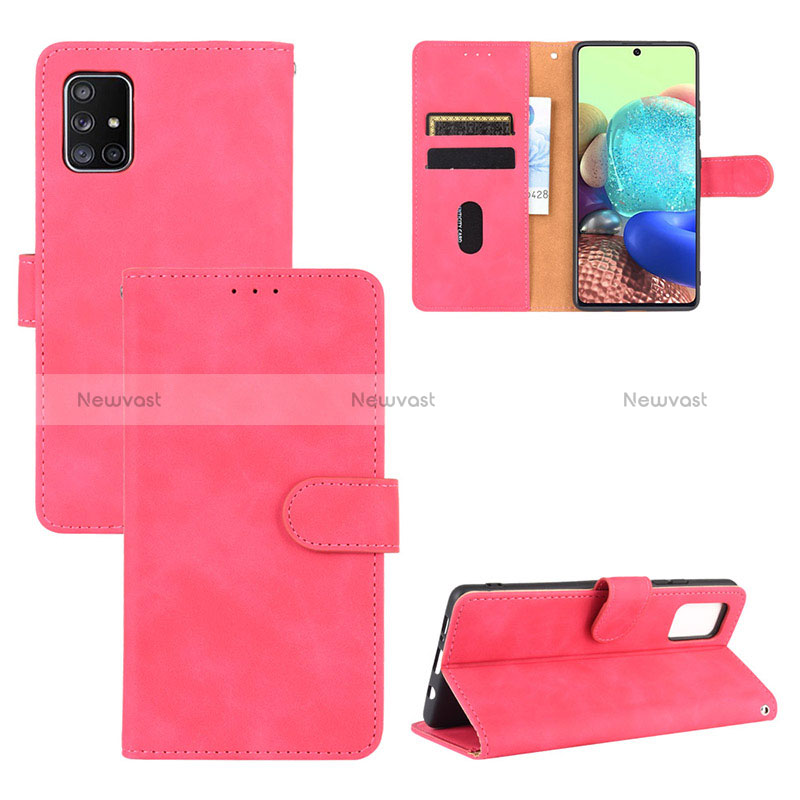 Leather Case Stands Flip Cover Holder L03Z for Samsung Galaxy A51 5G Hot Pink