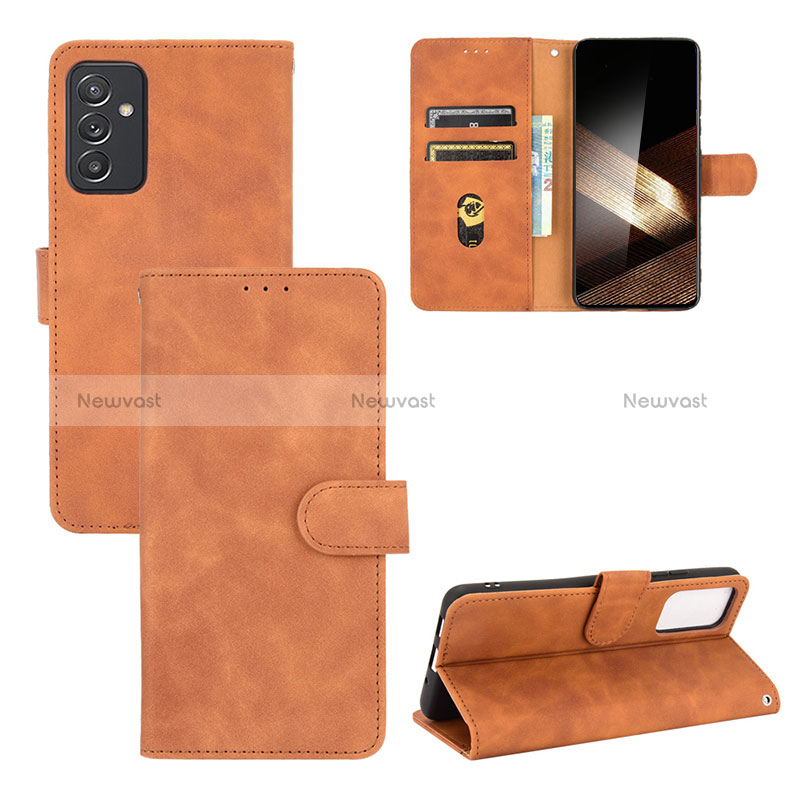 Leather Case Stands Flip Cover Holder L03Z for Samsung Galaxy A55 5G Brown