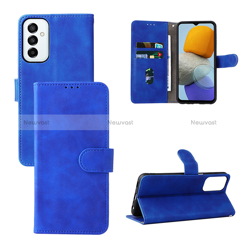 Leather Case Stands Flip Cover Holder L03Z for Samsung Galaxy M23 5G Blue