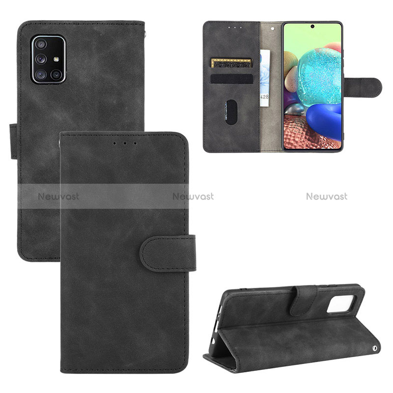 Leather Case Stands Flip Cover Holder L03Z for Samsung Galaxy M40S Black