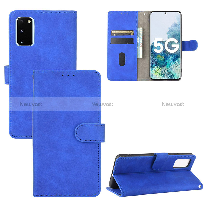 Leather Case Stands Flip Cover Holder L03Z for Samsung Galaxy S20 FE 4G Blue