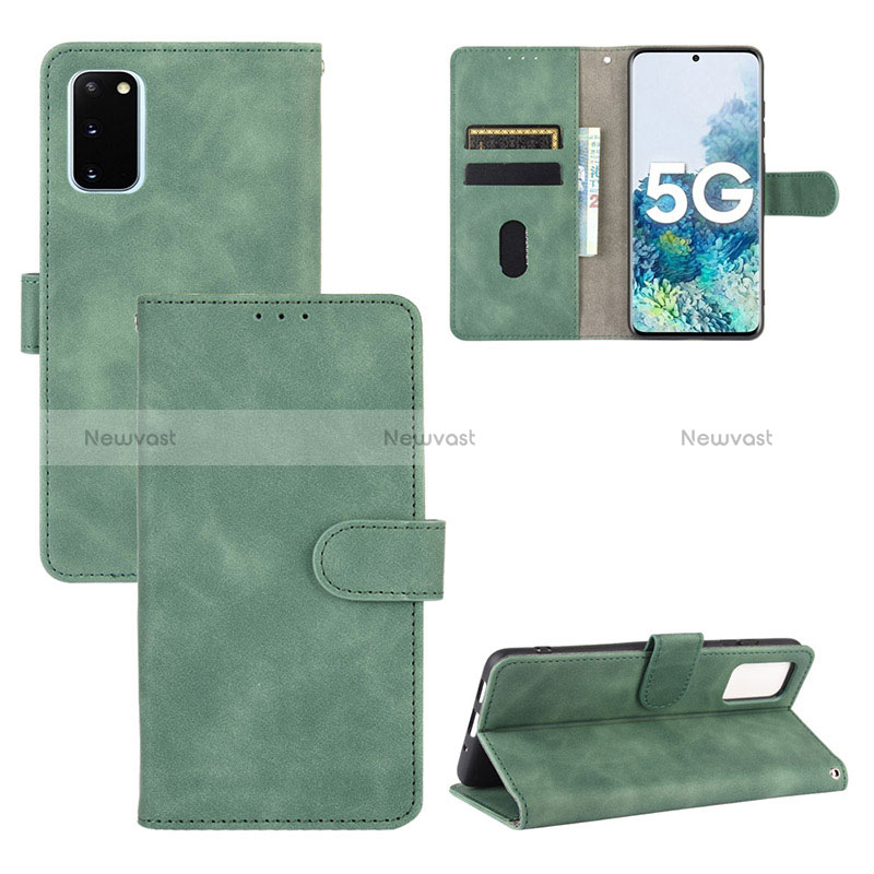 Leather Case Stands Flip Cover Holder L03Z for Samsung Galaxy S20 FE 4G Green