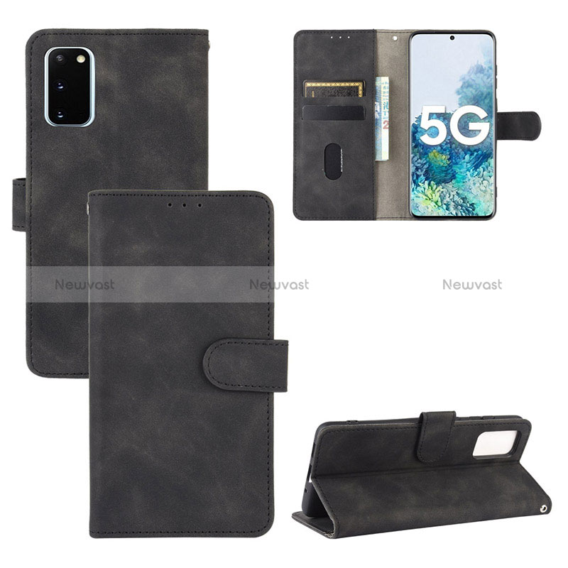 Leather Case Stands Flip Cover Holder L03Z for Samsung Galaxy S20 Lite 5G Black