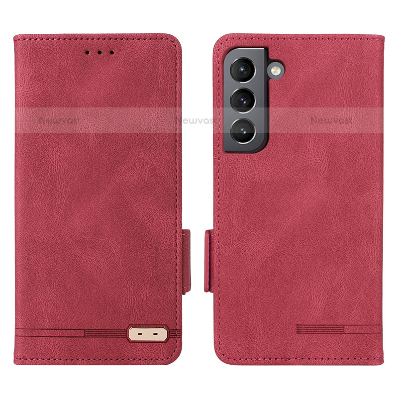 Leather Case Stands Flip Cover Holder L03Z for Samsung Galaxy S21 FE 5G Red