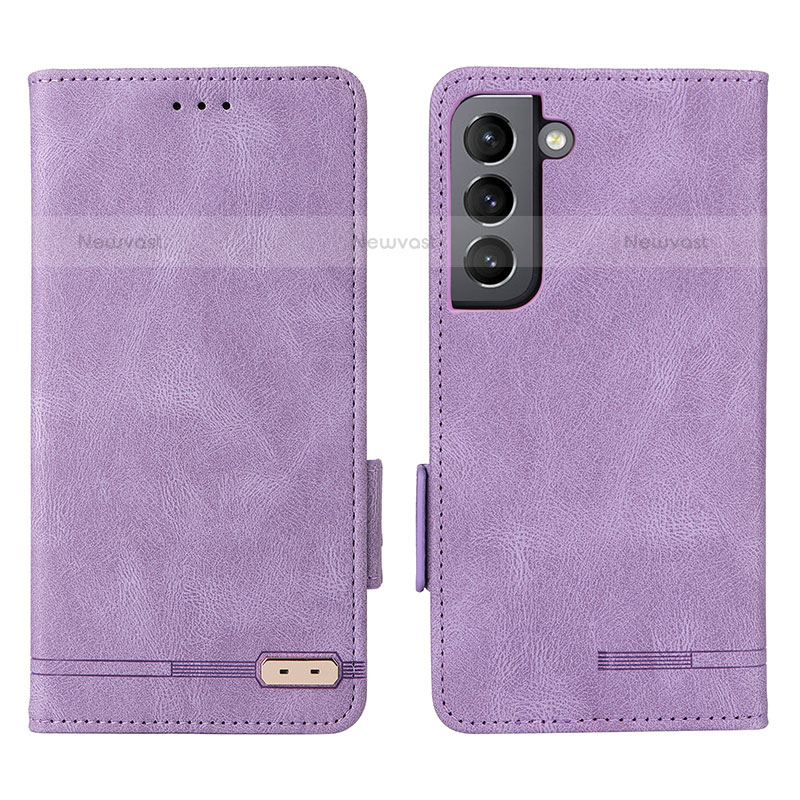 Leather Case Stands Flip Cover Holder L03Z for Samsung Galaxy S23 Plus 5G Purple