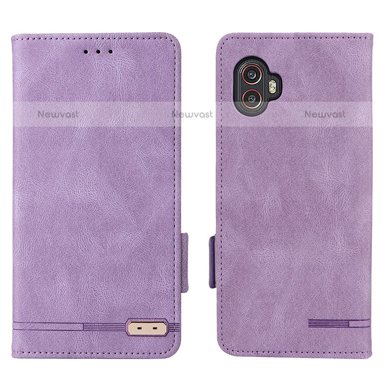 Leather Case Stands Flip Cover Holder L03Z for Samsung Galaxy XCover 6 Pro 5G Purple