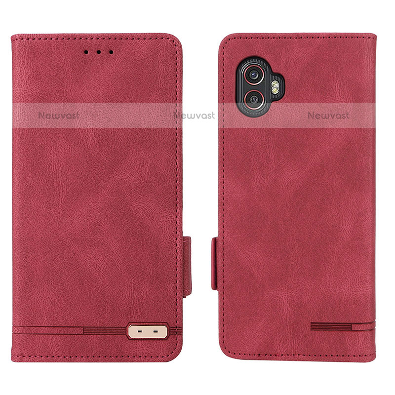 Leather Case Stands Flip Cover Holder L03Z for Samsung Galaxy XCover 6 Pro 5G Red