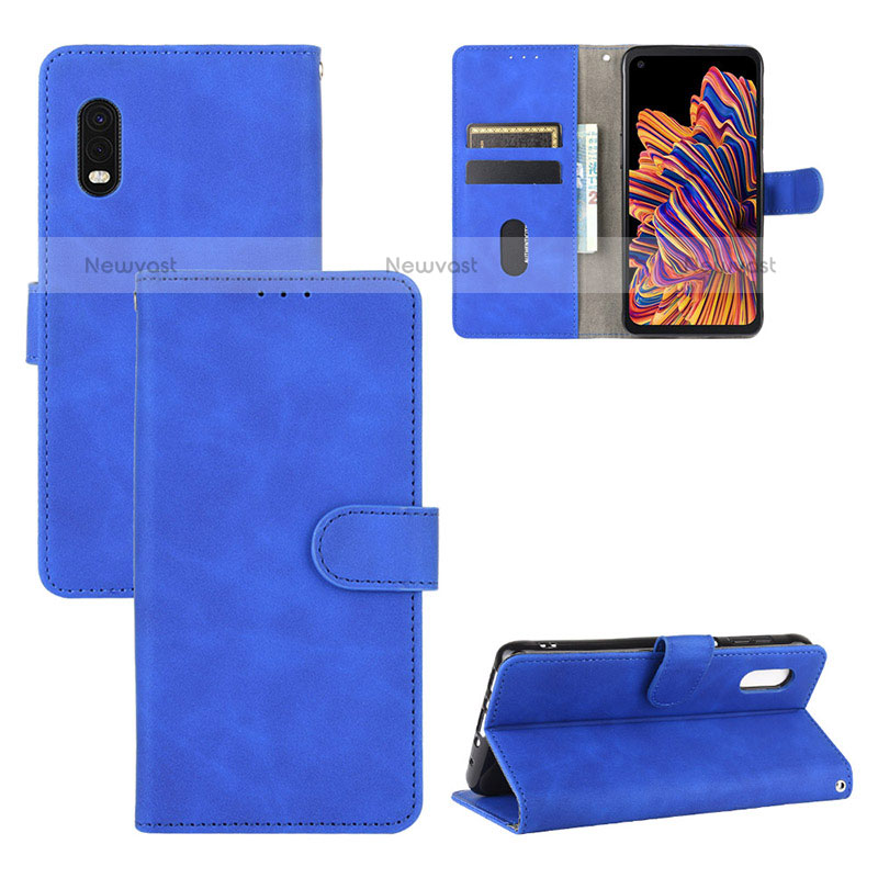 Leather Case Stands Flip Cover Holder L03Z for Samsung Galaxy XCover Pro Blue