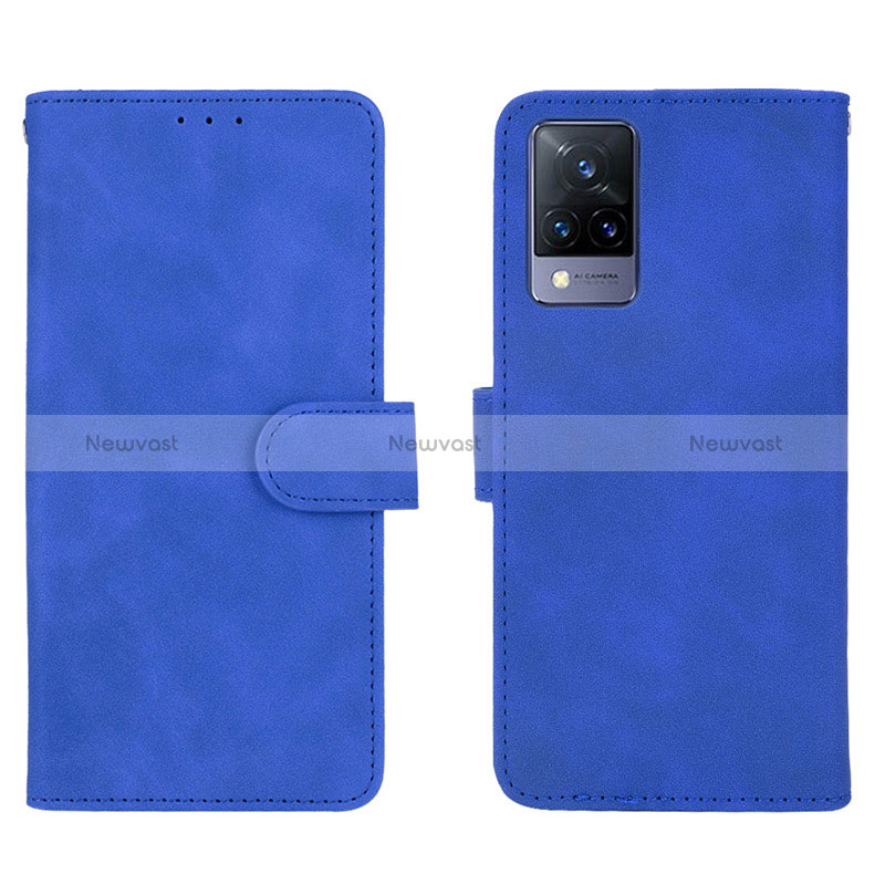 Leather Case Stands Flip Cover Holder L03Z for Vivo V21 5G Blue