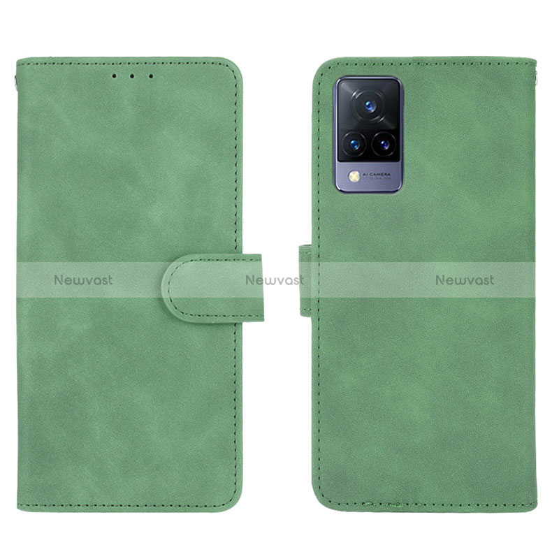 Leather Case Stands Flip Cover Holder L03Z for Vivo V21s 5G Green