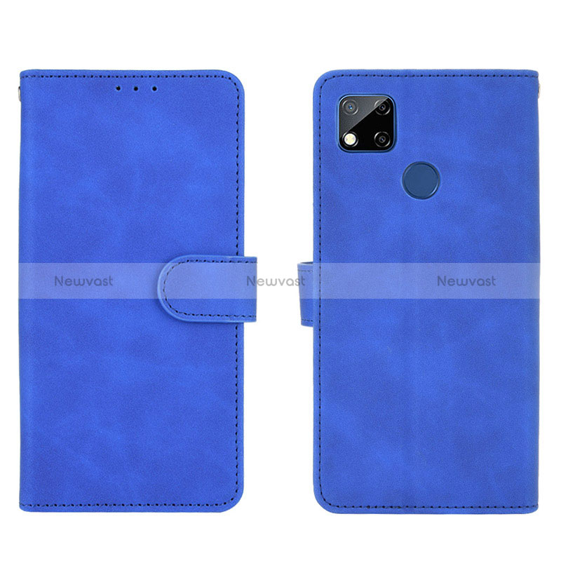 Leather Case Stands Flip Cover Holder L03Z for Xiaomi POCO C3 Blue