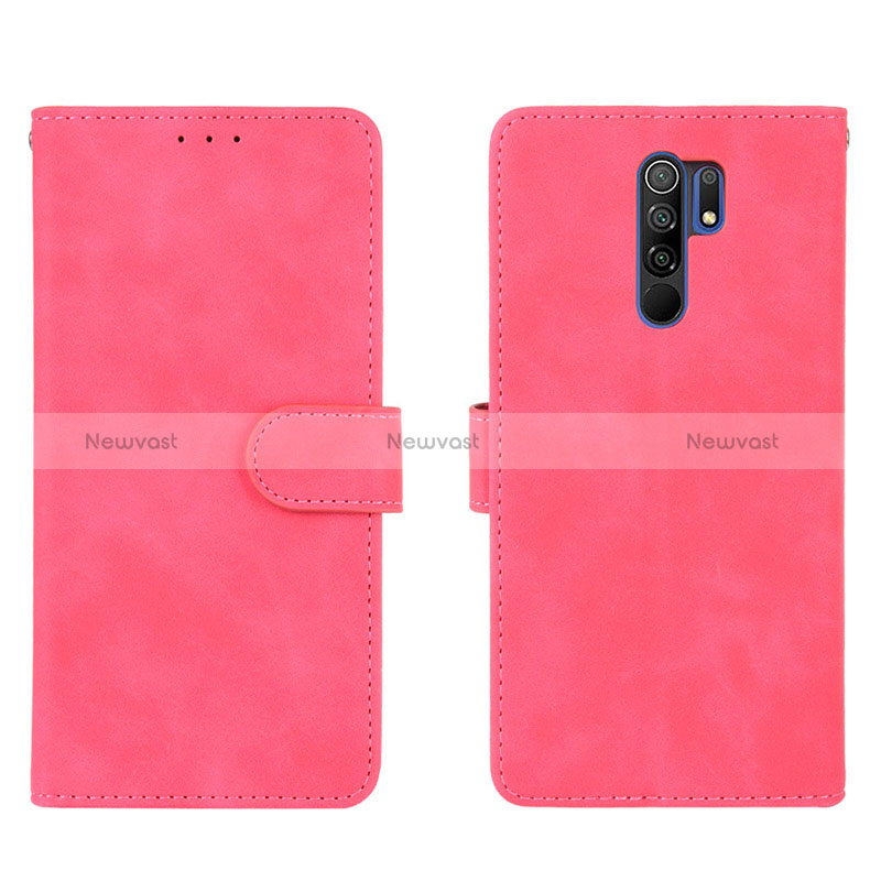 Leather Case Stands Flip Cover Holder L03Z for Xiaomi Poco M2 Hot Pink