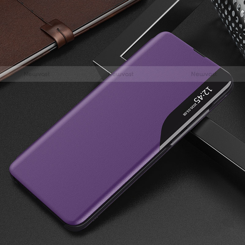 Leather Case Stands Flip Cover Holder L04 for Samsung Galaxy S21 FE 5G Purple