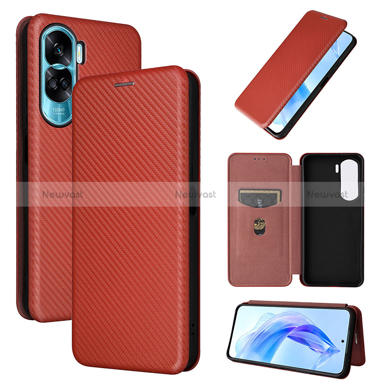 Leather Case Stands Flip Cover Holder L04Z for Huawei Honor 90 Lite 5G