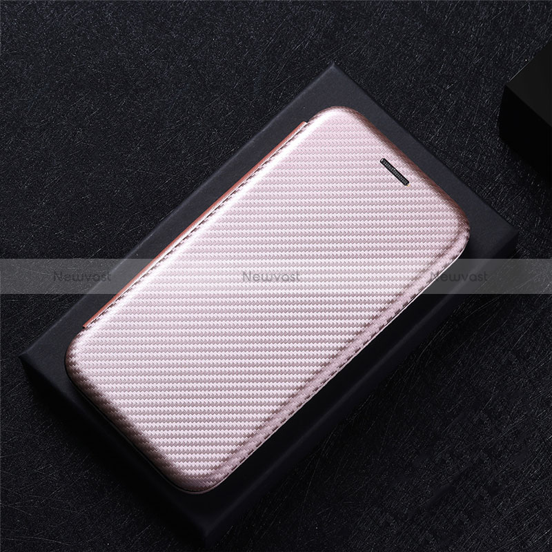 Leather Case Stands Flip Cover Holder L04Z for Motorola Moto Edge 40 Neo 5G Rose Gold