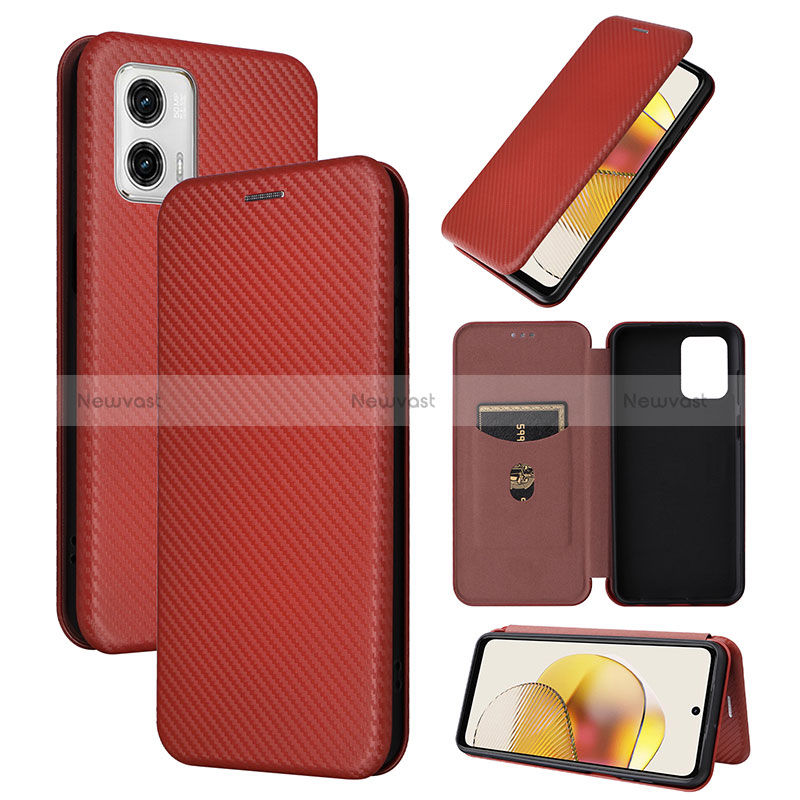 Leather Case Stands Flip Cover Holder L04Z for Motorola Moto G53 5G