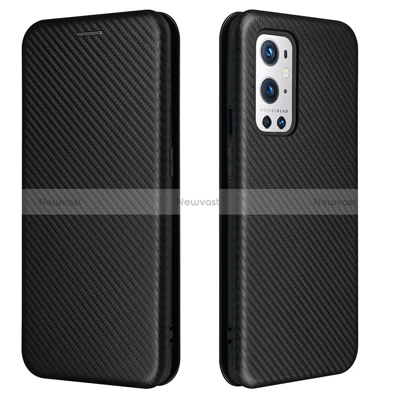 Leather Case Stands Flip Cover Holder L04Z for OnePlus 9 Pro 5G Black