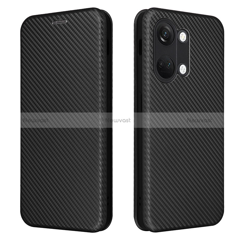 Leather Case Stands Flip Cover Holder L04Z for OnePlus Ace 2V 5G Black