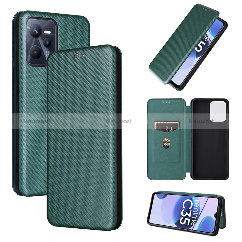 Leather Case Stands Flip Cover Holder L04Z for Realme C35