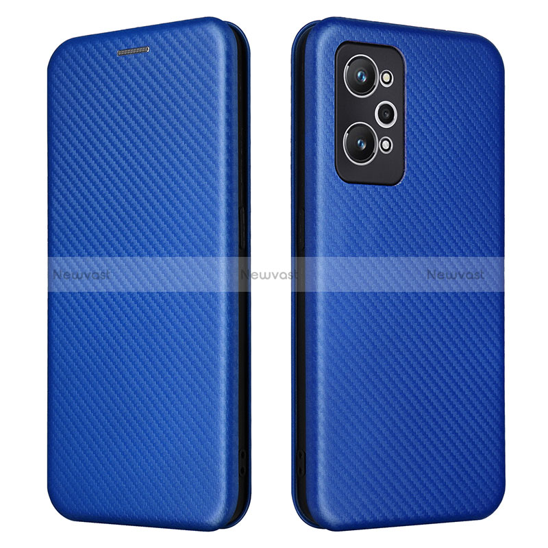 Leather Case Stands Flip Cover Holder L04Z for Realme GT2 5G Blue