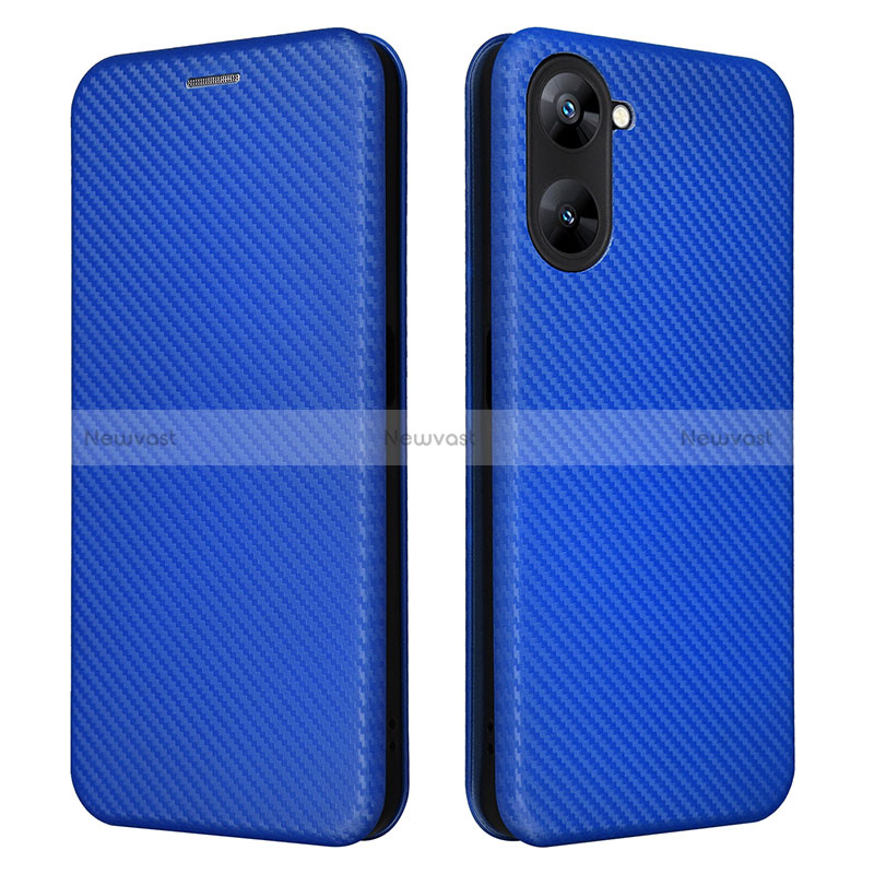 Leather Case Stands Flip Cover Holder L04Z for Realme V30t 5G Blue