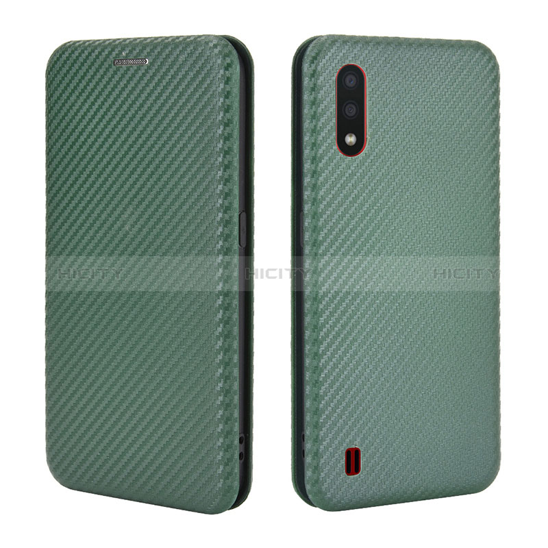 Leather Case Stands Flip Cover Holder L04Z for Samsung Galaxy A01 SM-A015 Green