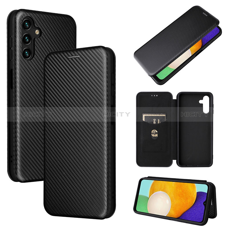 Leather Case Stands Flip Cover Holder L04Z for Samsung Galaxy A04s Black