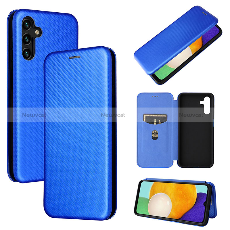 Leather Case Stands Flip Cover Holder L04Z for Samsung Galaxy A13 5G Blue