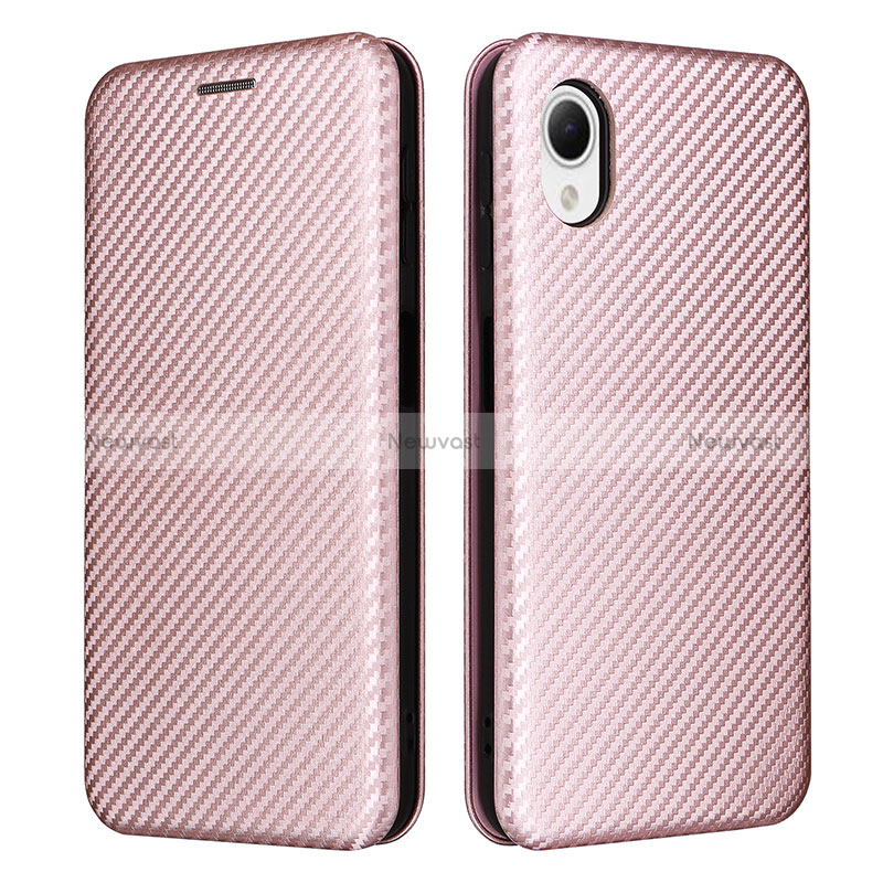 Leather Case Stands Flip Cover Holder L04Z for Samsung Galaxy A23 5G SC-56C Rose Gold