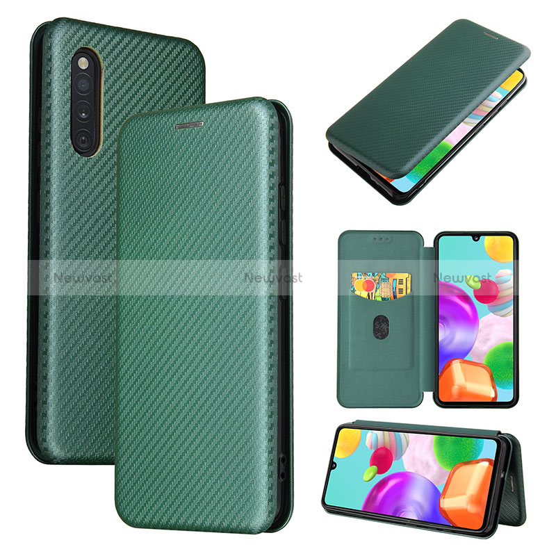 Leather Case Stands Flip Cover Holder L04Z for Samsung Galaxy A41 SC-41A Green