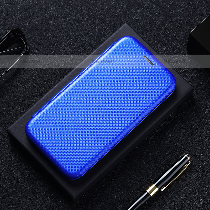 Leather Case Stands Flip Cover Holder L04Z for Samsung Galaxy A42 5G Blue