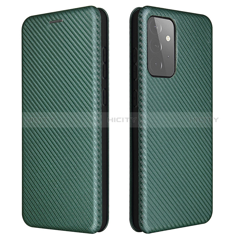 Leather Case Stands Flip Cover Holder L04Z for Samsung Galaxy A72 4G Green