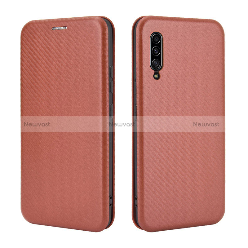 Leather Case Stands Flip Cover Holder L04Z for Samsung Galaxy A90 5G Brown