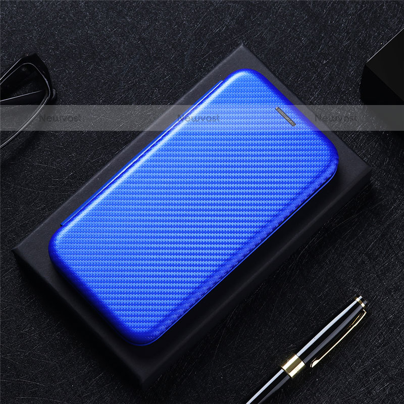 Leather Case Stands Flip Cover Holder L04Z for Samsung Galaxy M53 5G Blue