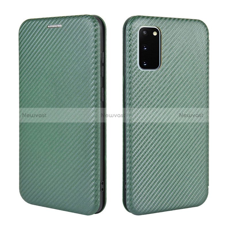 Leather Case Stands Flip Cover Holder L04Z for Samsung Galaxy S20 FE (2022) 5G Green