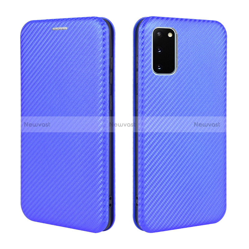 Leather Case Stands Flip Cover Holder L04Z for Samsung Galaxy S20 FE 5G Blue