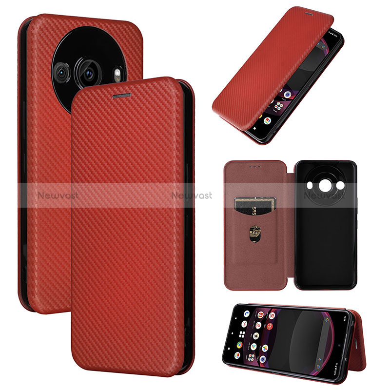 Leather Case Stands Flip Cover Holder L04Z for Sharp Aquos R8 Pro