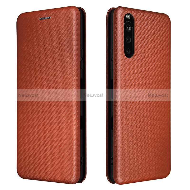 Leather Case Stands Flip Cover Holder L04Z for Sony Xperia 10 III Brown