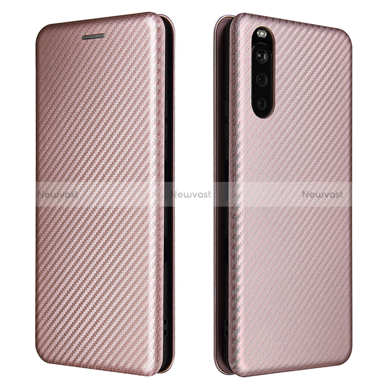 Leather Case Stands Flip Cover Holder L04Z for Sony Xperia 10 III Lite Rose Gold