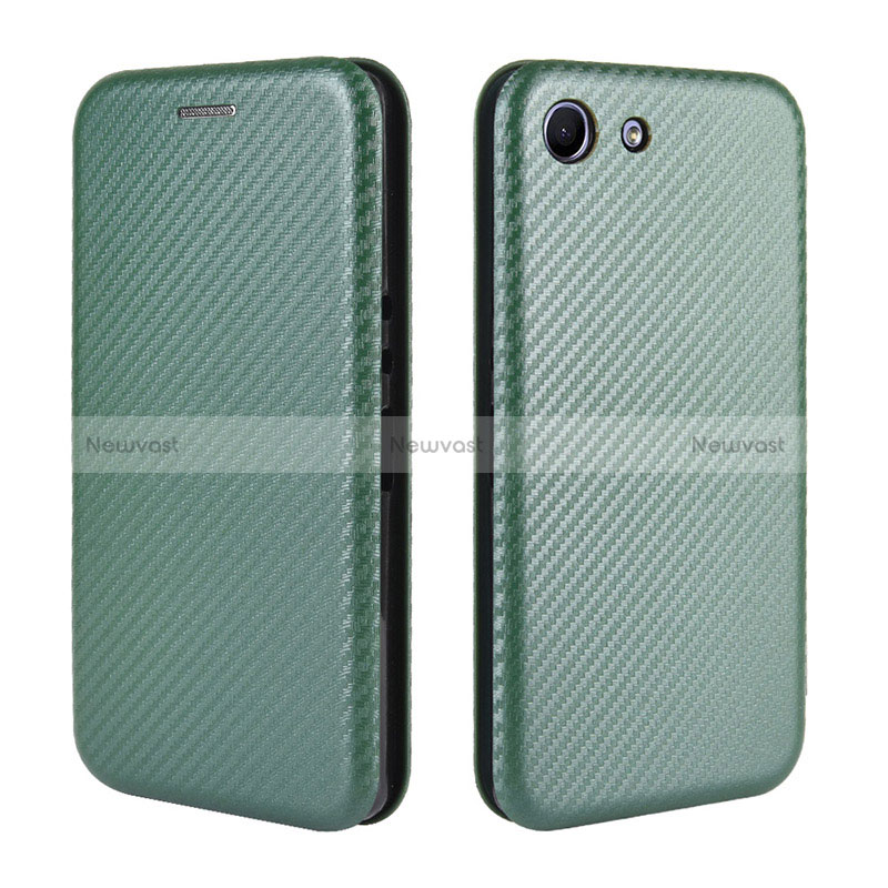 Leather Case Stands Flip Cover Holder L04Z for Sony Xperia Ace Green