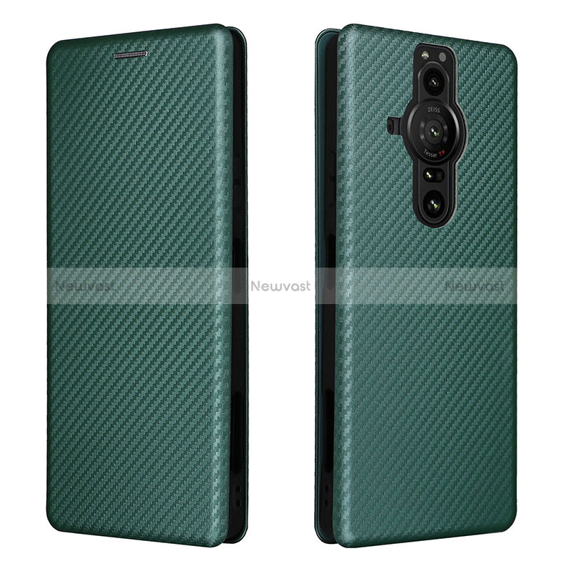 Leather Case Stands Flip Cover Holder L04Z for Sony Xperia PRO-I Green