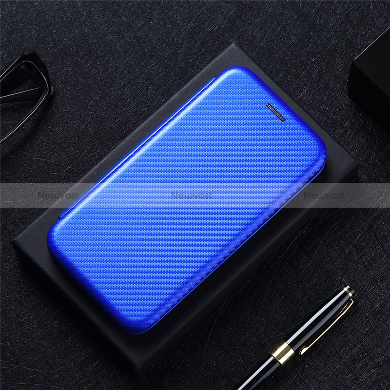 Leather Case Stands Flip Cover Holder L04Z for Vivo iQOO Z6 5G Blue