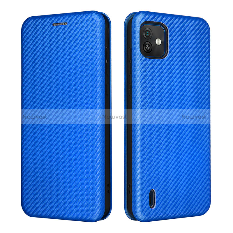 Leather Case Stands Flip Cover Holder L04Z for Wiko Y82 Blue