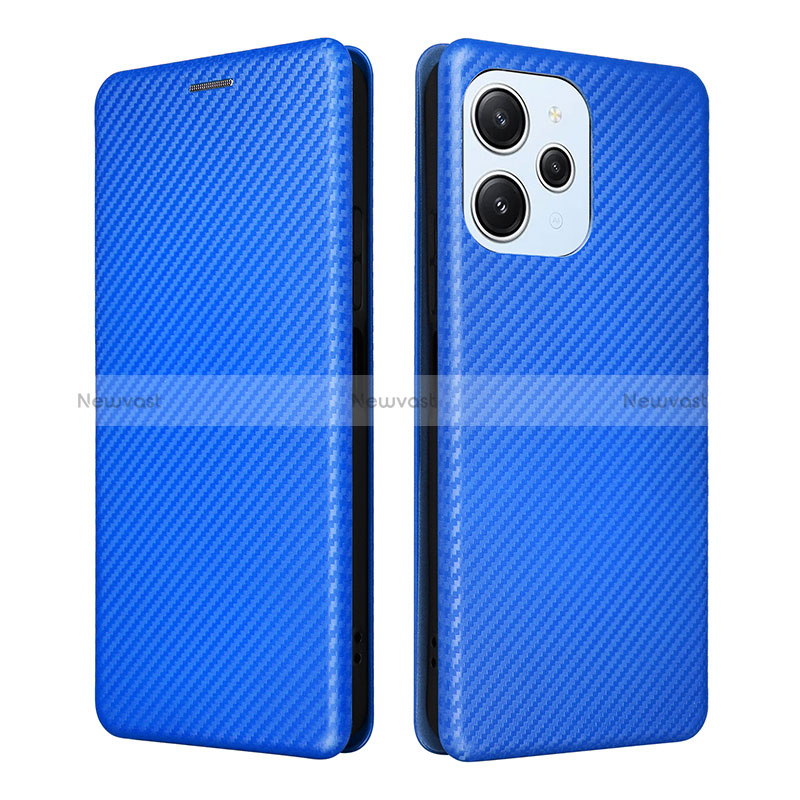 Leather Case Stands Flip Cover Holder L04Z for Xiaomi Poco M6 Pro 5G Blue