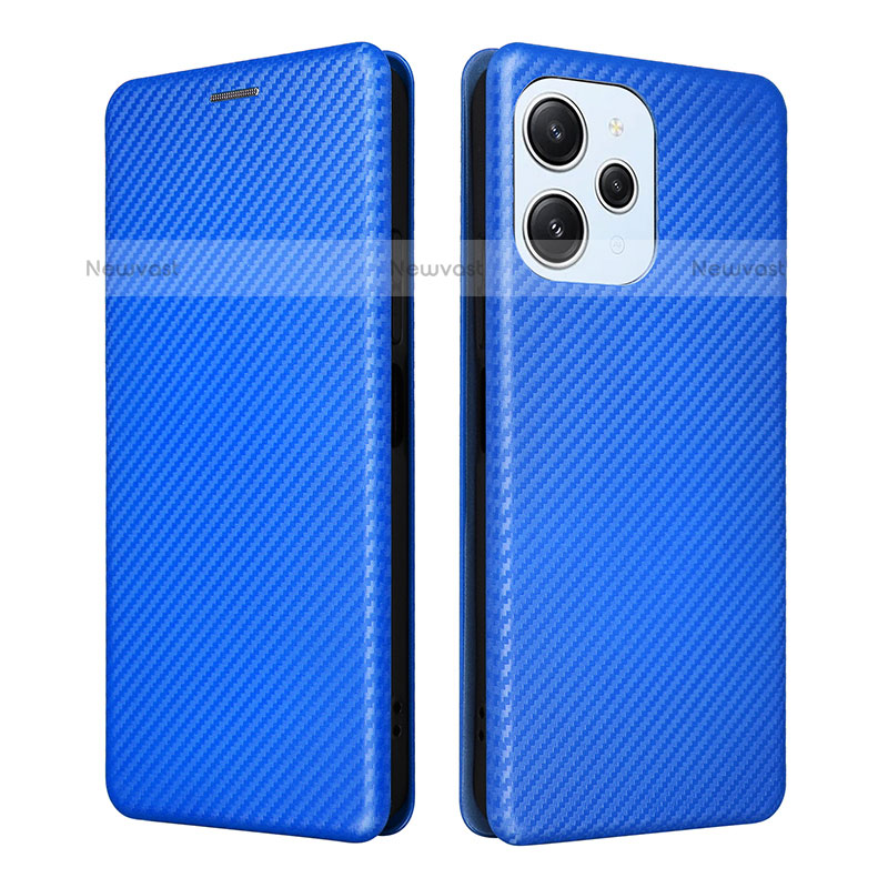 Leather Case Stands Flip Cover Holder L04Z for Xiaomi Redmi Note 12R 5G Blue