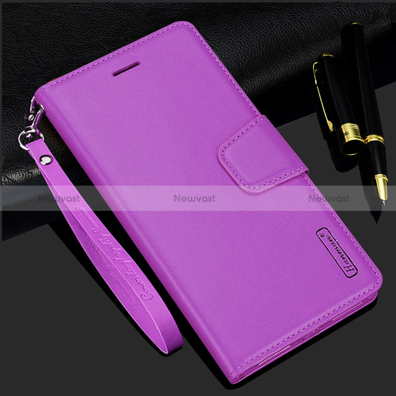 Leather Case Stands Flip Cover Holder L05 for Samsung Galaxy S24 Plus 5G Purple