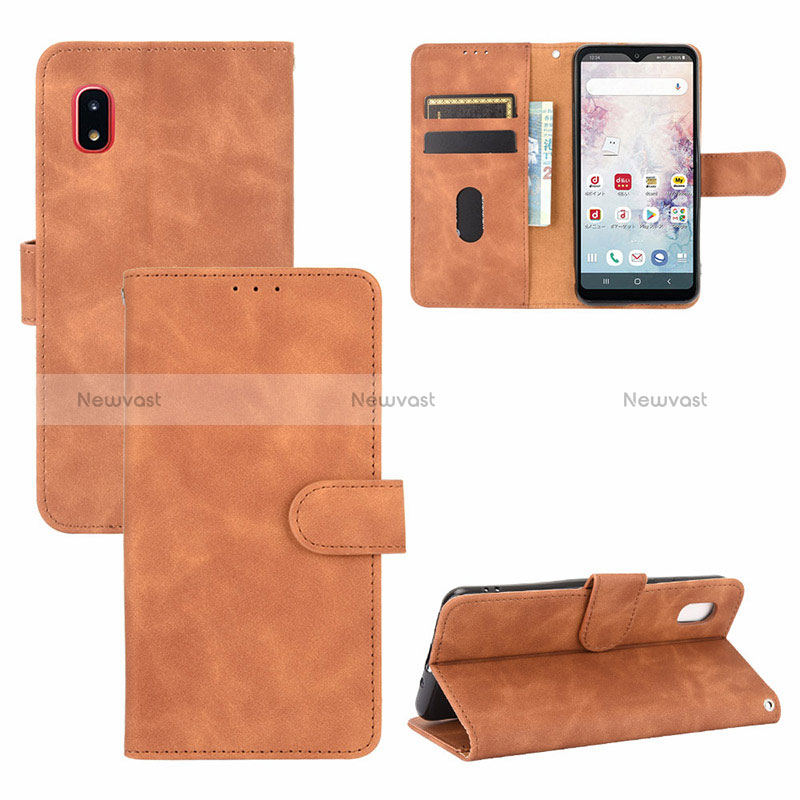 Leather Case Stands Flip Cover Holder L05Z for Samsung Galaxy A20 SC-02M SCV46 Brown