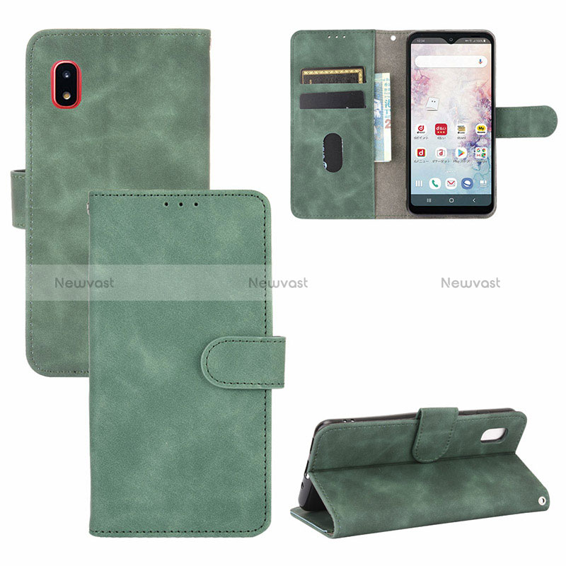 Leather Case Stands Flip Cover Holder L05Z for Samsung Galaxy A20 SC-02M SCV46 Green